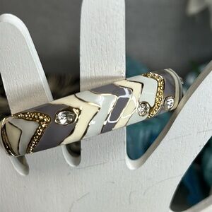 NWOT Nordstrom Sequin Bracelets Shades of Grey Cream with Gold Rhinestones